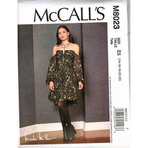 McCall's M8023 Misses 14 to 22 Nicole Miller Bare Shoulder Dress Sewing Pattern